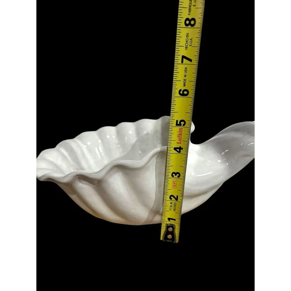 VTG Frankoma Pottery #222 Cream Cornucopia Shell Vase Dish Planter MCM